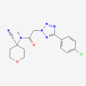 molecular formula C15H15ClN6O2 B2871007 2-[5-(4-Chlorophenyl)tetrazol-2-yl]-N-(4-cyanooxan-4-yl)acetamide CAS No. 2192758-40-8