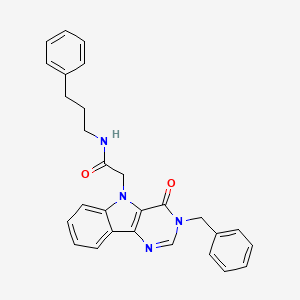 molecular formula C28H26N4O2 B2871009 2-(3-benzyl-4-oxo-3,4-dihydro-5H-pyrimido[5,4-b]indol-5-yl)-N-(3-phenylpropyl)acetamide CAS No. 1189703-24-9