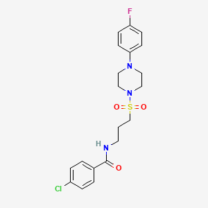 molecular formula C20H23ClFN3O3S B2871013 4-chloro-N-(3-((4-(4-fluorophenyl)piperazin-1-yl)sulfonyl)propyl)benzamide CAS No. 1049416-37-6