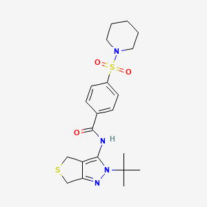 molecular formula C21H28N4O3S2 B2871018 N-(2-(tert-butyl)-4,6-dihydro-2H-thieno[3,4-c]pyrazol-3-yl)-4-(piperidin-1-ylsulfonyl)benzamide CAS No. 392254-67-0