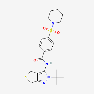 molecular formula C21H28N4O3S2 B2871018 N-(2-(叔丁基)-4,6-二氢-2H-噻吩并[3,4-c]吡唑-3-基)-4-(哌啶-1-基磺酰基)苯甲酰胺 CAS No. 392254-67-0