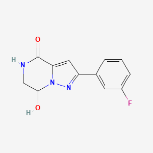 molecular formula C12H10FN3O2 B2871021 2-(3-fluorophenyl)-7-hydroxy-6,7-dihydropyrazolo[1,5-a]pyrazin-4(5H)-one CAS No. 1986367-51-4