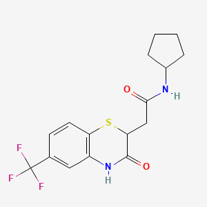 molecular formula C16H17F3N2O2S B2871026 N-cyclopentyl-2-[3-oxo-6-(trifluoromethyl)-3,4-dihydro-2H-1,4-benzothiazin-2-yl]acetamide CAS No. 930416-92-5