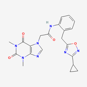 N-(2-((3-cyclopropyl-1,2,4-oxadiazol-5-yl)methyl)phenyl)-2-(1,3-dimethyl-2,6-dioxo-2,3-dihydro-1H-purin-7(6H)-yl)acetamide