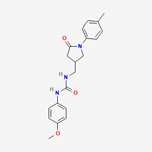 molecular formula C20H23N3O3 B2871039 1-(4-甲氧基苯基)-3-((5-氧代-1-(对甲苯基)吡咯烷-3-基)甲基)脲 CAS No. 954660-30-1