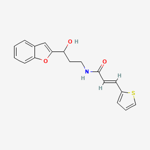 molecular formula C18H17NO3S B2871043 (E)-N-(3-(benzofuran-2-yl)-3-hydroxypropyl)-3-(thiophen-2-yl)acrylamide CAS No. 1448139-32-9