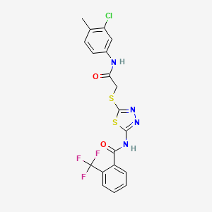 N-(5-((2-((3-chloro-4-methylphenyl)amino)-2-oxoethyl)thio)-1,3,4-thiadiazol-2-yl)-2-(trifluoromethyl)benzamide
