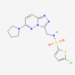 molecular formula C14H15ClN6O2S2 B2871068 5-chloro-N-((6-(pyrrolidin-1-yl)-[1,2,4]triazolo[4,3-b]pyridazin-3-yl)methyl)thiophene-2-sulfonamide CAS No. 2034324-65-5