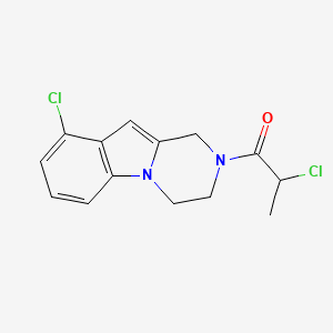 molecular formula C14H14Cl2N2O B2871069 2-Chloro-1-(9-chloro-3,4-dihydro-1H-pyrazino[1,2-a]indol-2-yl)propan-1-one CAS No. 2411288-53-2