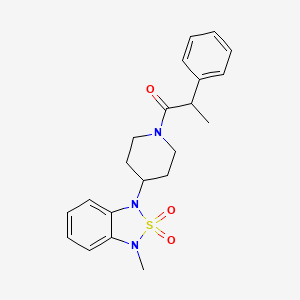 molecular formula C21H25N3O3S B2871074 1-(4-(3-methyl-2,2-dioxidobenzo[c][1,2,5]thiadiazol-1(3H)-yl)piperidin-1-yl)-2-phenylpropan-1-one CAS No. 2034297-69-1