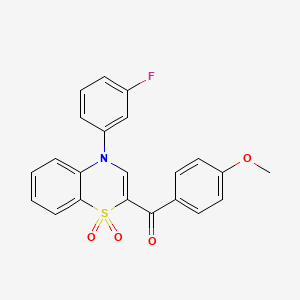 molecular formula C22H16FNO4S B2871077 [4-(3-氟苯基)-1,1-二氧化-4H-1,4-苯并噻嗪-2-基](4-甲氧苯基)甲苯酮 CAS No. 1114653-25-6