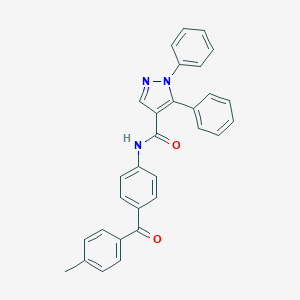 molecular formula C30H23N3O2 B287108 N-[4-(4-methylbenzoyl)phenyl]-1,5-diphenyl-1H-pyrazole-4-carboxamide 