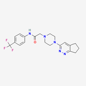 molecular formula C20H22F3N5O B2871086 2-(4-(6,7-dihydro-5H-cyclopenta[c]pyridazin-3-yl)piperazin-1-yl)-N-(4-(trifluoromethyl)phenyl)acetamide CAS No. 2034615-35-3