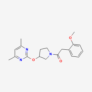 molecular formula C19H23N3O3 B2871087 1-(3-((4,6-二甲基嘧啶-2-基)氧基)吡咯烷-1-基)-2-(2-甲氧基苯基)乙酮 CAS No. 2034252-26-9
