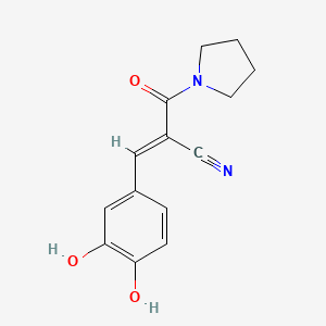 molecular formula C14H14N2O3 B2871090 (E)-3-(3,4-dihydroxyphenyl)-2-(pyrrolidine-1-carbonyl)prop-2-enenitrile CAS No. 454201-12-8