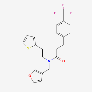 molecular formula C21H20F3NO2S B2871091 N-(furan-3-ylmethyl)-N-(2-(thiophen-2-yl)ethyl)-3-(4-(trifluoromethyl)phenyl)propanamide CAS No. 1797214-42-6