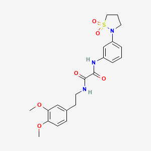 molecular formula C21H25N3O6S B2871092 N-[2-(3,4-dimethoxyphenyl)ethyl]-N'-[3-(1,1-dioxido-1,2-thiazolidin-2-yl)phenyl]ethanediamide CAS No. 1105246-73-8