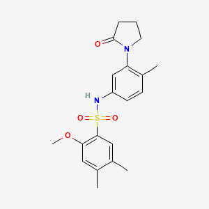 molecular formula C20H24N2O4S B2871102 2-methoxy-4,5-dimethyl-N-(4-methyl-3-(2-oxopyrrolidin-1-yl)phenyl)benzenesulfonamide CAS No. 942013-09-4