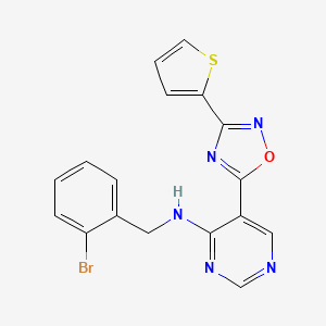 molecular formula C17H12BrN5OS B2871106 N-(2-bromobenzyl)-5-(3-(thiophen-2-yl)-1,2,4-oxadiazol-5-yl)pyrimidin-4-amine CAS No. 2034543-37-6