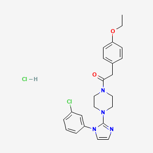 molecular formula C23H26Cl2N4O2 B2871118 1-(4-(1-(3-氯苯基)-1H-咪唑-2-基)哌嗪-1-基)-2-(4-乙氧基苯基)乙酮盐酸盐 CAS No. 1185150-59-7