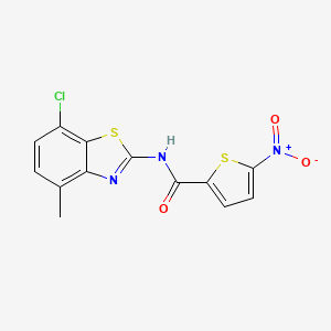 molecular formula C13H8ClN3O3S2 B2871128 N-(7-chloro-4-methyl-1,3-benzothiazol-2-yl)-5-nitrothiophene-2-carboxamide CAS No. 862807-42-9