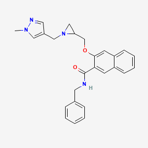 molecular formula C26H26N4O2 B2871129 N-Benzyl-3-[[1-[(1-methylpyrazol-4-yl)methyl]aziridin-2-yl]methoxy]naphthalene-2-carboxamide CAS No. 2418714-30-2