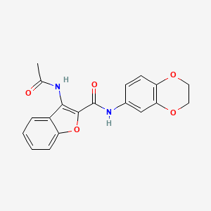 molecular formula C19H16N2O5 B2871133 3-acetamido-N-(2,3-dihydrobenzo[b][1,4]dioxin-6-yl)benzofuran-2-carboxamide CAS No. 888465-07-4