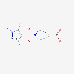 molecular formula C12H16FN3O4S B2871134 methyl 3-[(5-fluoro-1,3-dimethyl-1H-pyrazol-4-yl)sulfonyl]-3-azabicyclo[3.1.0]hexane-6-carboxylate CAS No. 1855899-72-7