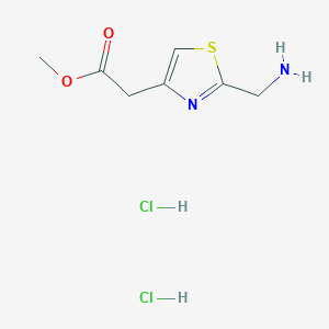 molecular formula C7H12Cl2N2O2S B2871136 Methyl 2-[2-(aminomethyl)-1,3-thiazol-4-yl]acetate dihydrochloride CAS No. 1365964-53-9