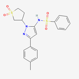 molecular formula C20H21N3O4S2 B2871139 N-(1-(1,1-二氧化四氢噻吩-3-基)-3-(对甲苯基)-1H-吡唑-5-基)苯磺酰胺 CAS No. 1172062-27-9
