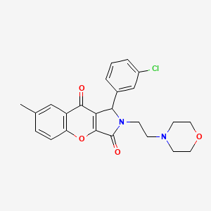molecular formula C24H23ClN2O4 B2871140 1-(3-Chlorophenyl)-7-methyl-2-(2-morpholinoethyl)-1,2-dihydrochromeno[2,3-c]pyrrole-3,9-dione CAS No. 634574-41-7
