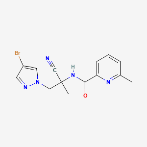 molecular formula C14H14BrN5O B2871143 N-{1-[(4-bromo-1H-pyrazol-1-yl)methyl]-1-cyanoethyl}-6-methylpyridine-2-carboxamide CAS No. 1376348-42-3