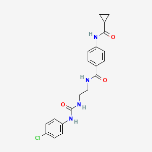 molecular formula C20H21ClN4O3 B2871144 N-(2-(3-(4-chlorophenyl)ureido)ethyl)-4-(cyclopropanecarboxamido)benzamide CAS No. 1170822-49-7