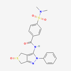 molecular formula C20H20N4O4S2 B2871145 4-(二甲基磺酰氨基)-N-(5-氧代-2-苯基-4,6-二氢噻吩并[3,4-c]吡唑-3-基)苯甲酰胺 CAS No. 1007193-01-2