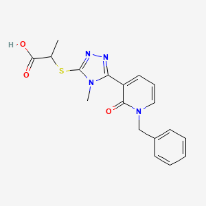 molecular formula C18H18N4O3S B2871152 2-{[5-(1-benzyl-2-oxo-1,2-dihydro-3-pyridinyl)-4-methyl-4H-1,2,4-triazol-3-yl]sulfanyl}propanoic acid CAS No. 282523-27-7