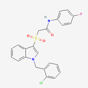 2-[1-[(2-chlorophenyl)methyl]indol-3-yl]sulfonyl-N-(4-fluorophenyl)acetamide