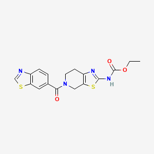 molecular formula C17H16N4O3S2 B2871172 Ethyl (5-(benzo[d]thiazole-6-carbonyl)-4,5,6,7-tetrahydrothiazolo[5,4-c]pyridin-2-yl)carbamate CAS No. 1396680-64-0