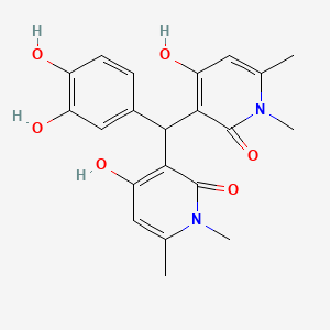 molecular formula C21H22N2O6 B2871200 3,3'-((3,4-dihydroxyphenyl)methylene)bis(4-hydroxy-1,6-dimethylpyridin-2(1H)-one) CAS No. 883086-75-7