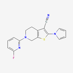 molecular formula C17H13FN4S B2871213 6-(6-fluoro-2-pyridinyl)-2-(1H-pyrrol-1-yl)-4,5,6,7-tetrahydrothieno[2,3-c]pyridine-3-carbonitrile CAS No. 339279-34-4