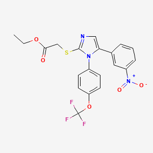 ethyl 2-((5-(3-nitrophenyl)-1-(4-(trifluoromethoxy)phenyl)-1H-imidazol-2-yl)thio)acetate