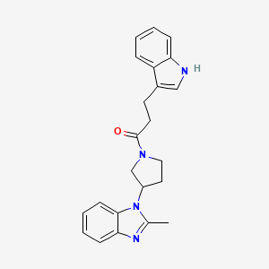 molecular formula C23H24N4O B2871224 3-(1H-indol-3-yl)-1-(3-(2-methyl-1H-benzo[d]imidazol-1-yl)pyrrolidin-1-yl)propan-1-one CAS No. 2034560-88-6