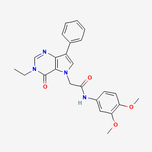 molecular formula C24H24N4O4 B2871241 N-(3,4-dimethoxyphenyl)-2-(3-ethyl-4-oxo-7-phenyl-3,4-dihydro-5H-pyrrolo[3,2-d]pyrimidin-5-yl)acetamide CAS No. 1251689-42-5
