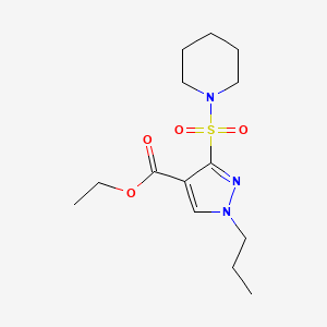 molecular formula C14H23N3O4S B2871243 ethyl 3-(piperidin-1-ylsulfonyl)-1-propyl-1H-pyrazole-4-carboxylate CAS No. 1260632-38-9