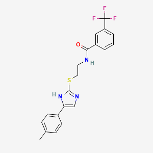 molecular formula C20H18F3N3OS B2871248 N-(2-((5-(对甲苯基)-1H-咪唑-2-基)硫)乙基)-3-(三氟甲基)苯甲酰胺 CAS No. 897455-17-3