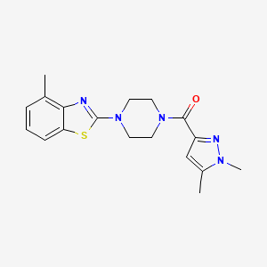 molecular formula C18H21N5OS B2871249 (1,5-dimethyl-1H-pyrazol-3-yl)(4-(4-methylbenzo[d]thiazol-2-yl)piperazin-1-yl)methanone CAS No. 1013798-49-6