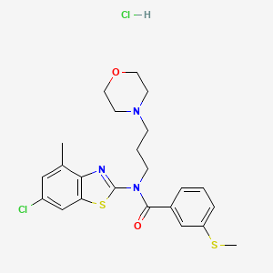molecular formula C23H27Cl2N3O2S2 B2871259 N-(6-氯-4-甲基苯并[d]噻唑-2-基)-3-(甲硫基)-N-(3-吗啉基丙基)苯甲酰胺盐酸盐 CAS No. 1330337-16-0