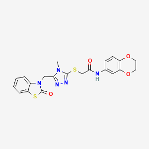 N-(2,3-dihydrobenzo[b][1,4]dioxin-6-yl)-2-((4-methyl-5-((2-oxobenzo[d]thiazol-3(2H)-yl)methyl)-4H-1,2,4-triazol-3-yl)thio)acetamide