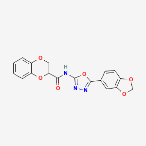 molecular formula C18H13N3O6 B2871269 N-(5-(benzo[d][1,3]dioxol-5-yl)-1,3,4-oxadiazol-2-yl)-2,3-dihydrobenzo[b][1,4]dioxine-2-carboxamide CAS No. 922118-63-6