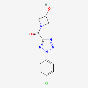 molecular formula C11H10ClN5O2 B2871270 (2-(4-氯苯基)-2H-四唑-5-基)(3-羟基氮杂环丁-1-基)甲苯酮 CAS No. 1396792-24-7