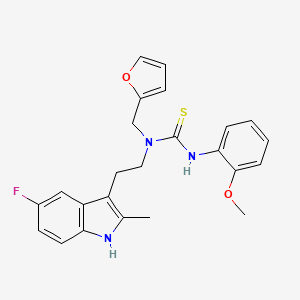 molecular formula C24H24FN3O2S B2871278 1-(2-(5-fluoro-2-methyl-1H-indol-3-yl)ethyl)-1-(furan-2-ylmethyl)-3-(2-methoxyphenyl)thiourea CAS No. 851970-70-2